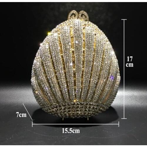 Rhinestone bag corrugated metal crystal evening bag shell-shaped cosmetic bag