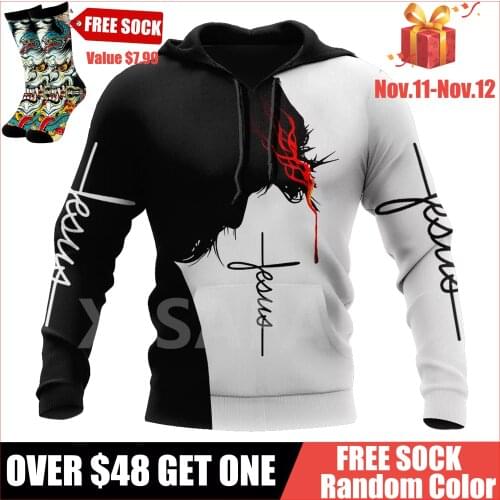 Premium Christian Jesus Cross Confession 3D Over Printed Hoodie Man Women Unisex Outwear Zipper Pullover Sweatshirt Casual