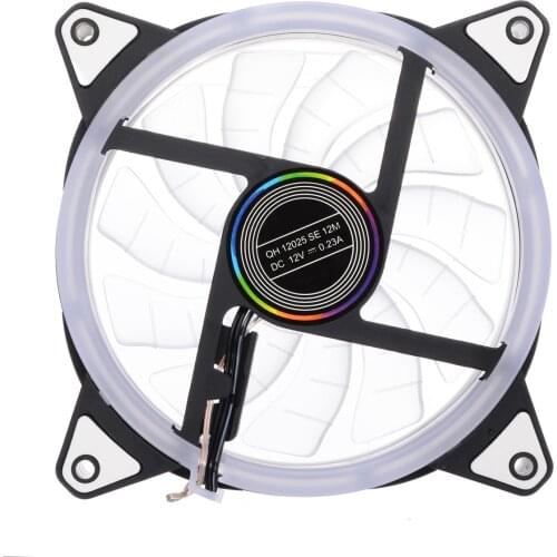 12V Computer Case LED Cooling Fan 4Pin to 3Pin RGB Adjust 120mm Quiet Cooling Fan Mini Computer Cooler Cooling RGB Case Fan