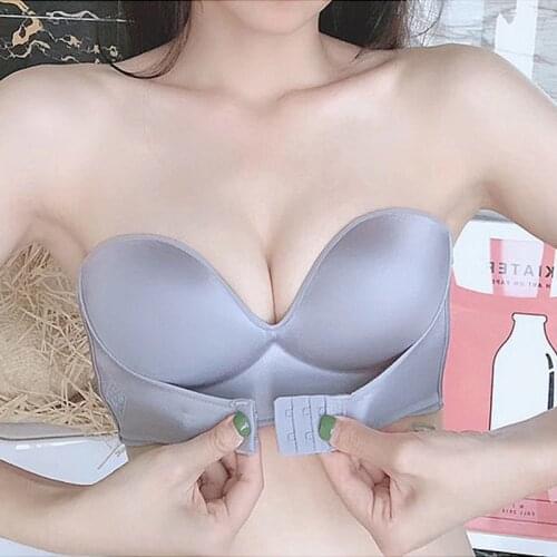 Women Bra Wire Free Sexy Push Up Invisible Bras Front Closure Underwear for Female Brassiere Strapless Seamless Bralette ABC Cup