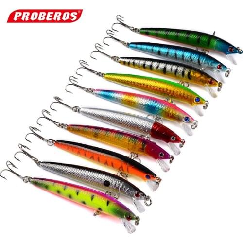 10X Minnow Fishing Lures Bass CrankBait Tackle Hook 9.5cm/8.5g Isca Artificial Plastic Crankbait Fishing Tackle Fishing Wobblers