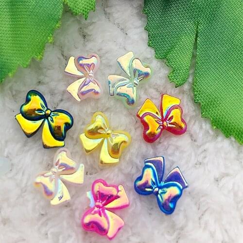 20PCS 10mm AB Mixed Color Flatback Bow Tie Resin Rhinestone DIY Decoratio