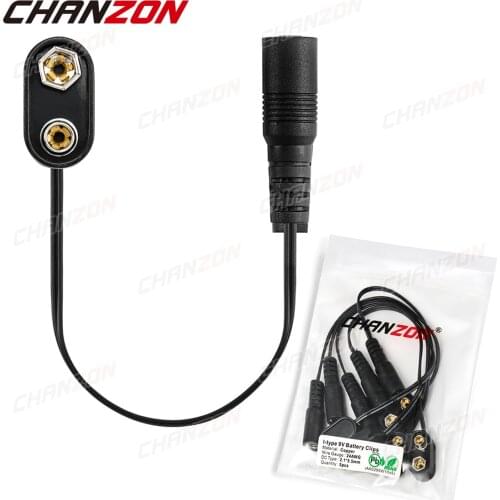 5 pcs 9V Battery Power DC Connector Female Snap Clip Adapter 9 V Wire Holder Cable 9Volt Lead Socket Plug Barrel for Guitar