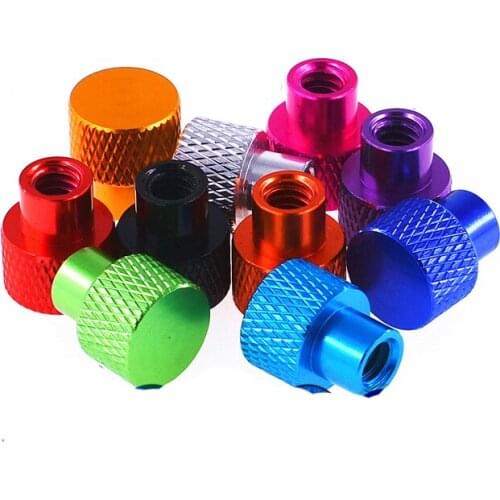 5pcs M3 M3.5 aluminum alloy blind hole nuts big high head steps pineapple grain knurled silk teeth fasten handle nut color bolts