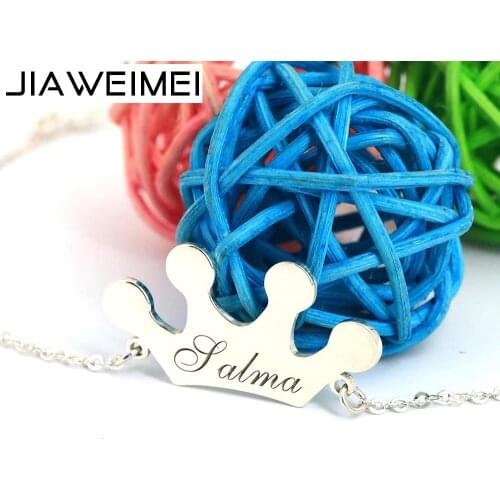 925 Solid Silver Baby Crown Charm Bracelet with Name Personalized Engraved Women Design Jewelry Custom