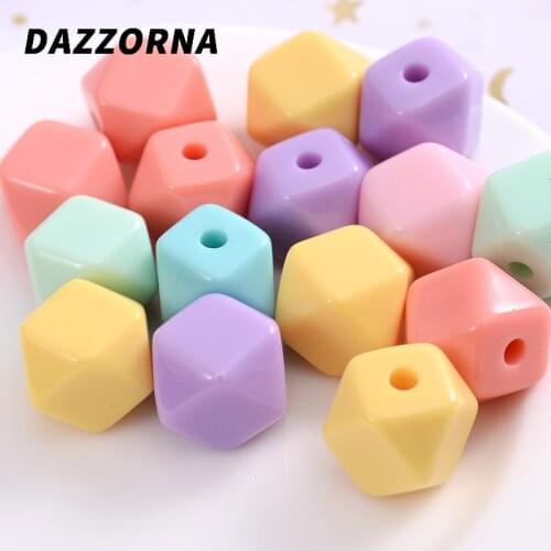 New 10-30Pcs/Pack Mixed Color Smooth Polygon Shape With Hole Acrylic Beads Loose Spacer Beads For Jewelry Makeing Diy Handmade