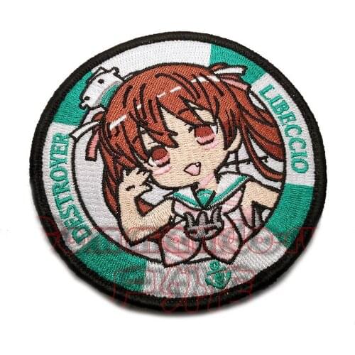 Anime Kantai Collection Libeccio Embroidered Applique Patch Badge Cosplay Costume Accessories Round Patches Mens Women Gift New