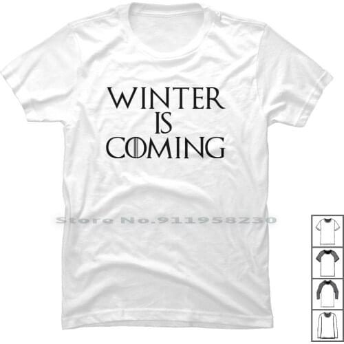 Black ) T Shirt 100% Cotton Thrones Winter Black Lack Game Win Om Mi Me