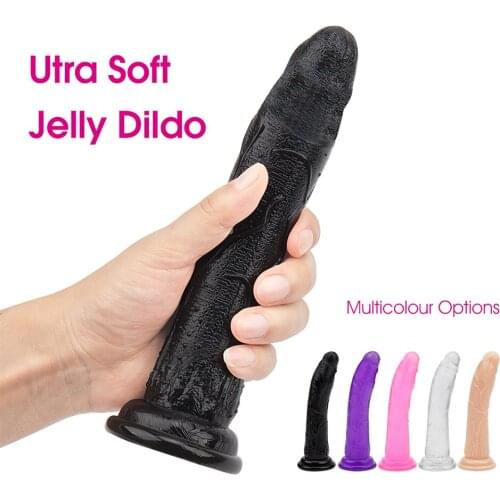 Erotic Soft Jelly Dildo Realistic Huge Anal Plug Dildo Vibrator Strapon Penis G Spot Stimulator Dick Toys for Adult Sex Shop
