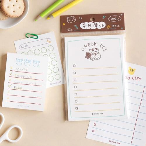 SaYing 100 Sheets / 50 Sheets Cute Plan Memo Pad Kawaii To Do List Weekly Plan Daily Plan Cute Stationery School Office Supplies