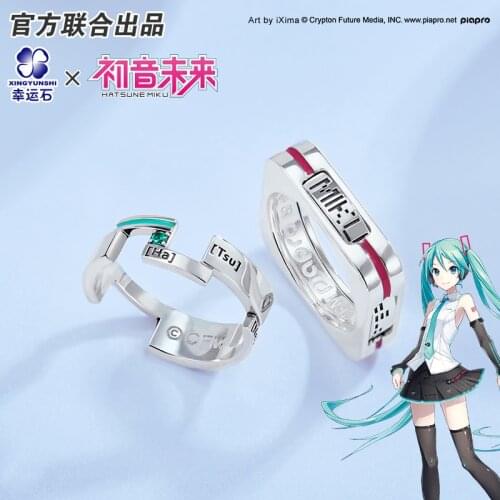 Hatsune Miku Anime Ring for Men/women 925 sterling silver Manga Role Action Figure Cosplay Vocaloid New Trendy Gift