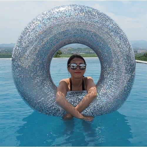 Round Sequin Swimming Ring 2021 Summer Inflatable Adult Children Swimming Ring Beach Pool Party Swimming Ring Baby Floating Ring