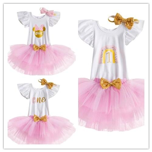 Toddler Baby Girl Summer Dress Birthday Party Clothing Baby Girl Tutu Dress Cute Bow Style Skirt 1 Years Knee-length Dresses