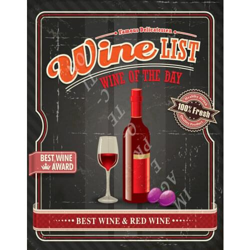 WINE OF THE DAY BEST RED WINE LARGE METAL TIN SIGN POSTER VINTAGE STYLE