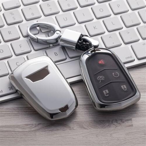 Soft TPU Car Key Cover Fob Case Shell For Cadillac CTS Escalade SRX ATS STS XTS CT6 XT5 Hand-woven Keychain Keyring