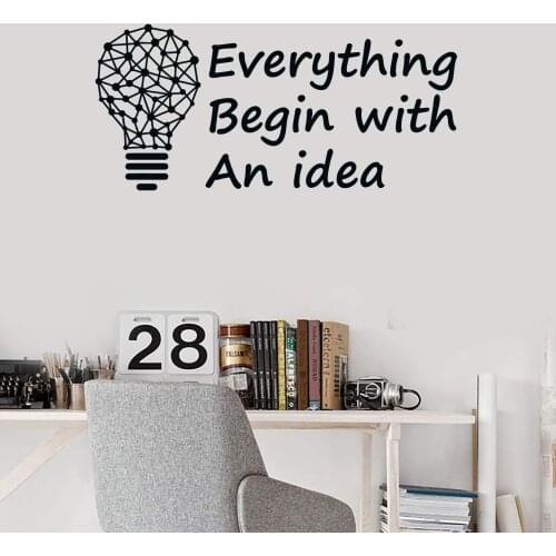 Office wall sticker light bulb ideas inspire motivational words office space stickers murals library home studio wall decor bg02