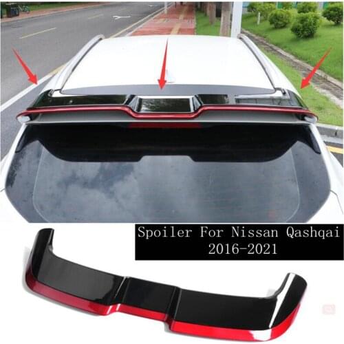 NEW High quality ABS paint Carbon fiber grain Rear Trunk Lip Roof Spoiler Wing Fits For Nissan Qashqai 2016-2021
