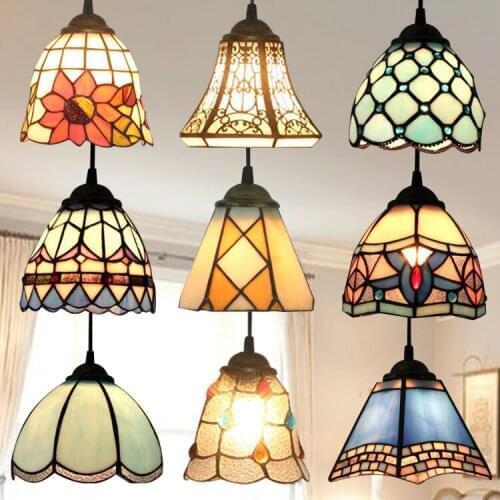 Stained Glass Pendant Light Hanging Lamp Accent Novelty Lamp Light Fixture Unique New Year X'mas Gift lustre pendente