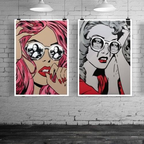 Pop Art Abstract Girl Canvas Art Print Painting Poster Grey Perfume Bottle Wall Picture For Living Room Home Decoration No Frame
