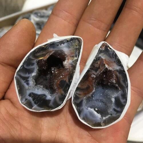 Natural rough Small Agate Quartz Geodes For Gifts 2pcs