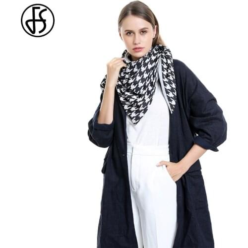 FS Classic Houndstooth Black Winter Scarf For Women Thick Warm Shawls Wraps Triangle Cashmere Pashmina Scarf 2020 Foulard