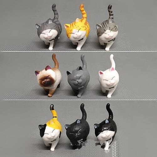 Free Shipping 9pcs/set Cute Kitten Cat Figure Pvc Toys Model Doll Figurine Home Office Cake Diy Decoration