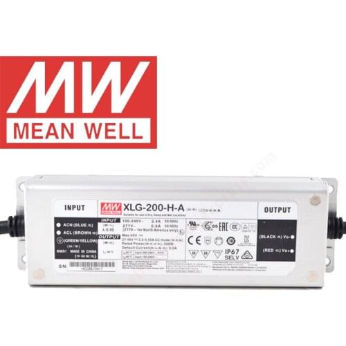 Mean Well XLG-200-H-A IP67 Metal Case Street/Skyscraper lighting meanwell 27-56V/3500-5550mA/200W Constant Power LED Driver
