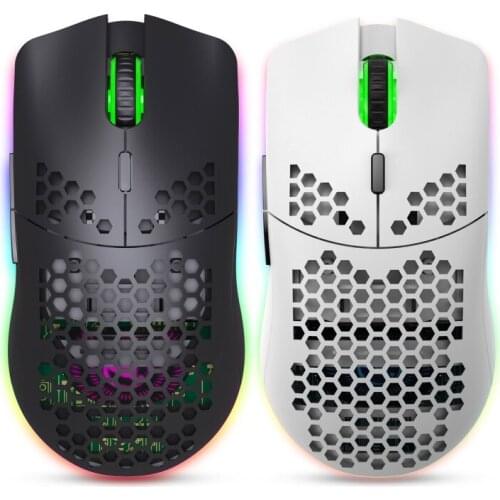 USB Rechargeable Notebook Desktop Mice T66 Honeycomb Lightweight RGB Backlit 2.4GHz Wireless Mouse for Home Office