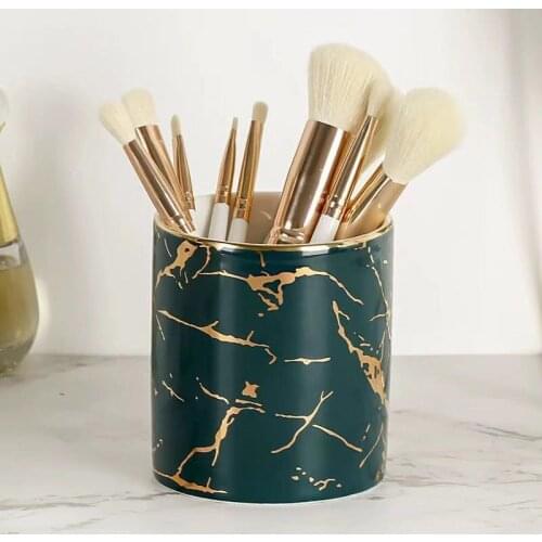 Nordic Style Ins Marble Pen Holder Makeup Brush Cup Storage Container Home Furnishings