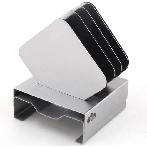 1set European 304 stainless steel wine coaster set square insulation cushion mat bowl pad 4pcs coasters+1pc shelf KJ 3013