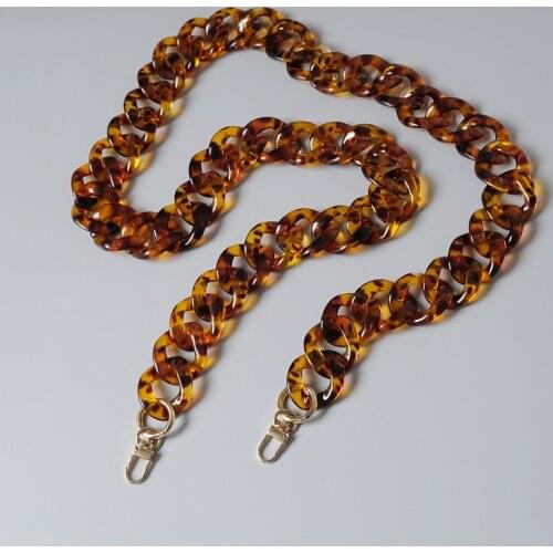 Vintage Leopard Bag Chain Replacement Woman Handbag Accessory Amber Acrylic Chain Luxury Fashion Women Shoulder Purse Chain