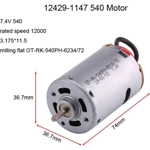 Wltoys 1:12 RC Car Spare Parts 12429-1147 540 Motor 7.4V 540 rated speed 12000 3.175*11.5 milling flat OT-RK-540PH-6234/72
