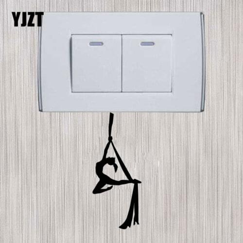 YJZT Aerial Yoga Girl Beauty Mediation Zen Balance Vinyl Wall Stickers Light Switch Decal S18-0121