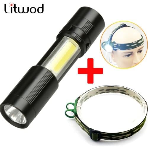 Z401510 LED MINI Flashlight XP-E Q5 COB Zoomable Waterproof Aluminum 4 Modes Torch use AAA Battery For Camping working