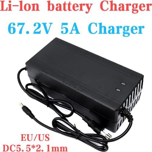 67.2V 5A Charger for 16S 60V5A Li-ion ebike Scooter battery pack Charger DC5.5*2.1 Lithium battery Fast Smart charger EU US plug