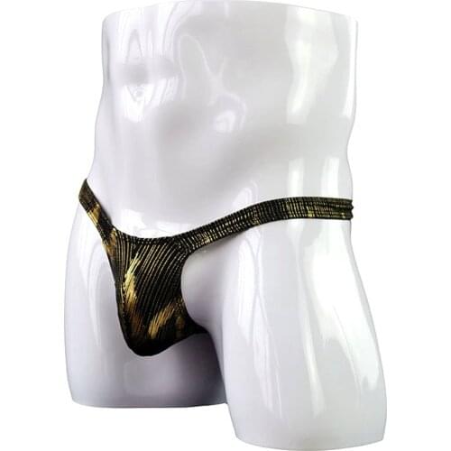 Golden/Silver Silk Men Thongs and String Snake Pattern Gay Bikini Jockstraps Erotic Man Shining Club Wear Lingerie