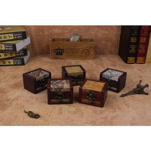 1PC Chic Case Holder Wooden Pirate Jewelry Storage Box Vintage Treasure Chest organizer NA 005