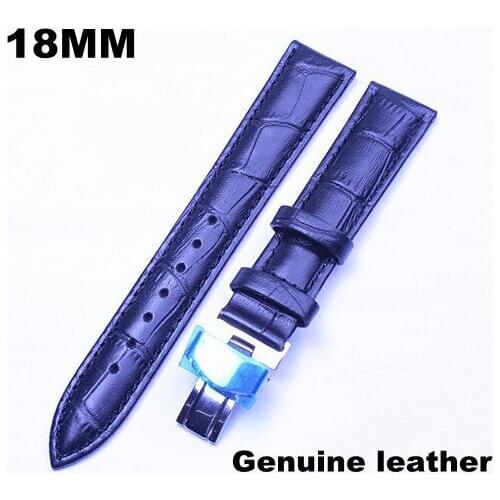 1PCS High quality 18MM genuine leather Watch band watch strap watch belt black color -3156
