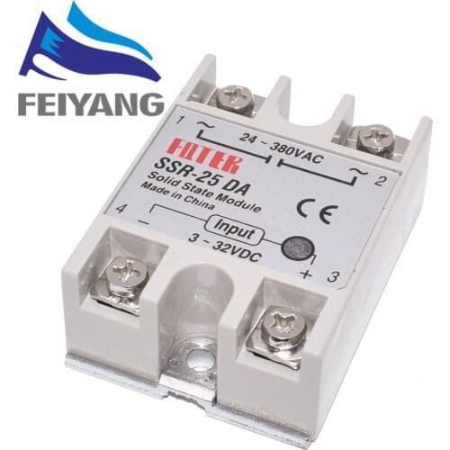 10PCS SSR-40DA SSR-60DA SSR-25DA DC to AC Solid State Relay Module Temperature Controller 24V-380V 25A 250V/40A 250V/60A 250V