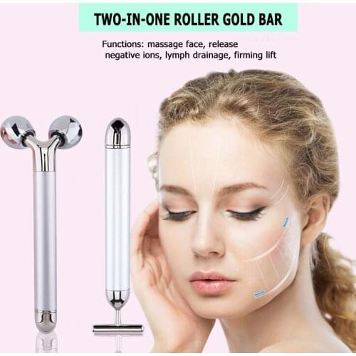 3D Face Vibration Massage Rod Facial Massager Anti Aging Skin Firm Roller Clean Exfoliating Instrument Spot Cleaner 2pcs