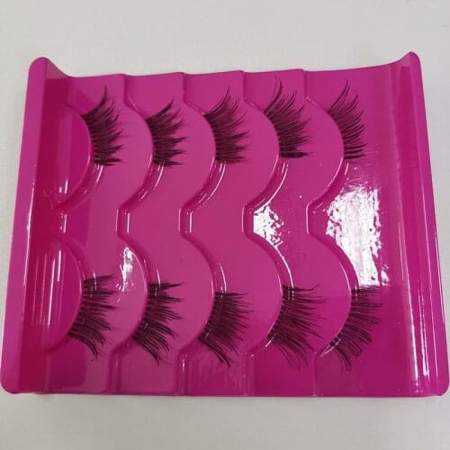 5 Pairs Half False Eyelashes Natural Crisscross Messy Thick Soft Fake Eyelashes 100% Handmade Transparent Stems Makeup Lashes