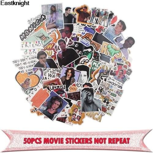 50pcs Friends tv show Creative badge DIY decorative stickers Cartoon style for DIY wall notebook phone scrapbooking album E0817