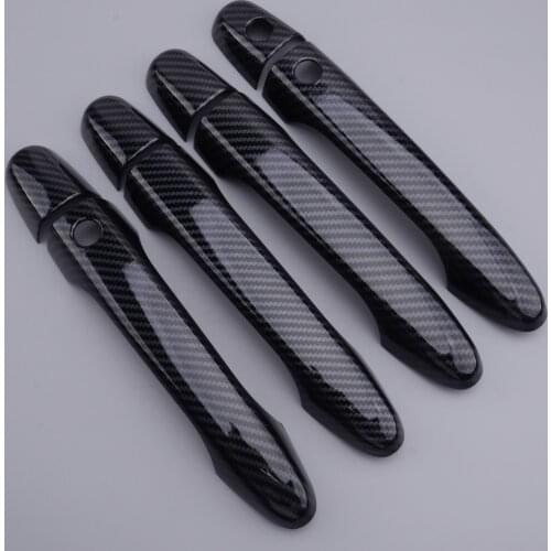 8Pcs Carbon Fiber Style Exterior Door Handle Cover Trim W/ Smart Keyhole ABS Fit for Honda CRV CR-V Civic 2012 2013 2014 2015
