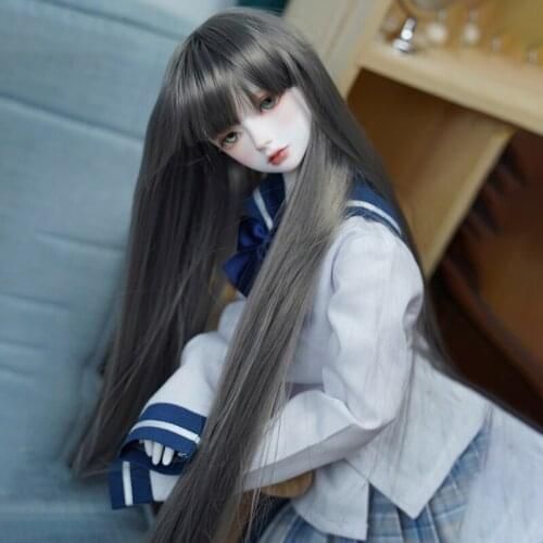 Allaosify Bybrana 1/3 1/4 Long Curly Brownish Black High Temperature Fiber Hair BJD Wigs For Dolls Free Shipping