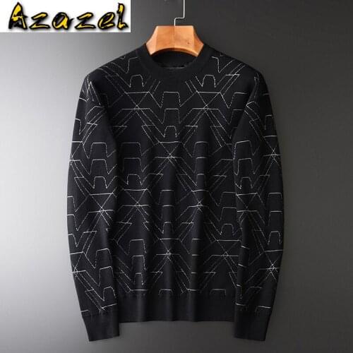 Azazel Wool Sweater Men Luxury Geometric Jacquard Round Collar Sweater Male Autumn And Winter Slim Sweaters Man Plus Size 4XL