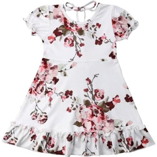 Floral Toddler Kids Baby Girl Summer Short Sleeve Casual Cotton Dresses Clothes New Hot Sale Cute O-Neck Short Sleeve Cotton
