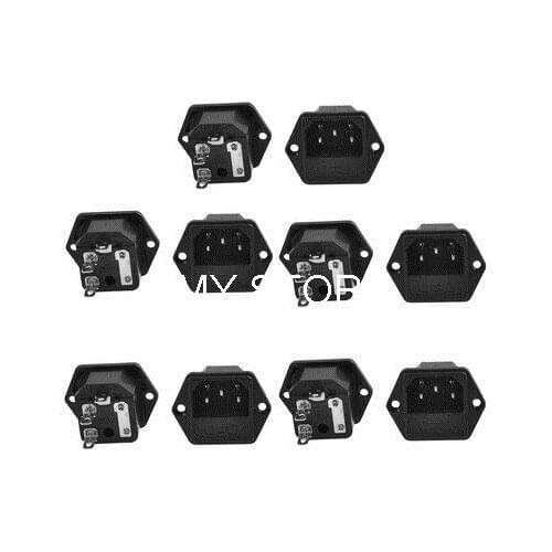 IEC 320 C14 AC Power Inlet Socket Module Plug Male Connector 10A 250V 3 Pins