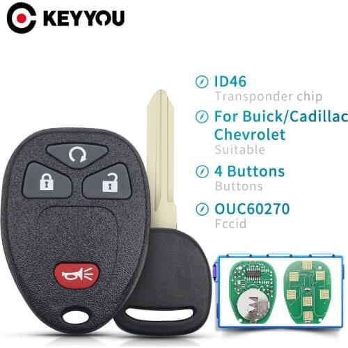 KEYYOU 5X Remote Car Key For GMC Acadia For Chevrolet Avalanche For Buick Enclave OUC60270 315Mhz Keyless Entry ID46 Chip