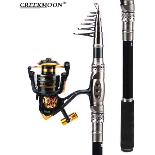 Trolling Sea Carbon Fishing Rod Kit Carbon Telescopic Spinning Fishing Rod Reel Combo Set for Lure Surf Casting Fishing with Bag