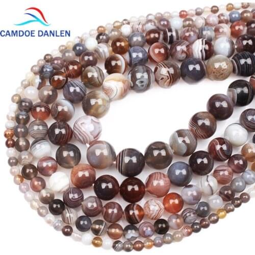 CAMDOE DANLE Natural Stone Botswana Sardonyx Agates Round Beads 4 6 8 10 12mm DIY Bracelet Beads For Jewelry Making Accessories